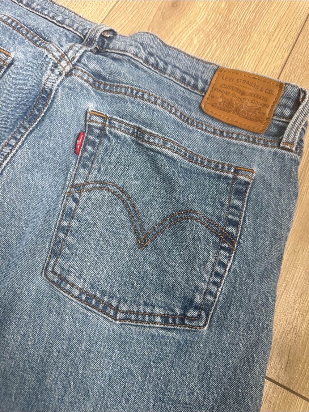 Levi's High-Rise Button-Fly Straight Leg Jeans — Light Blue